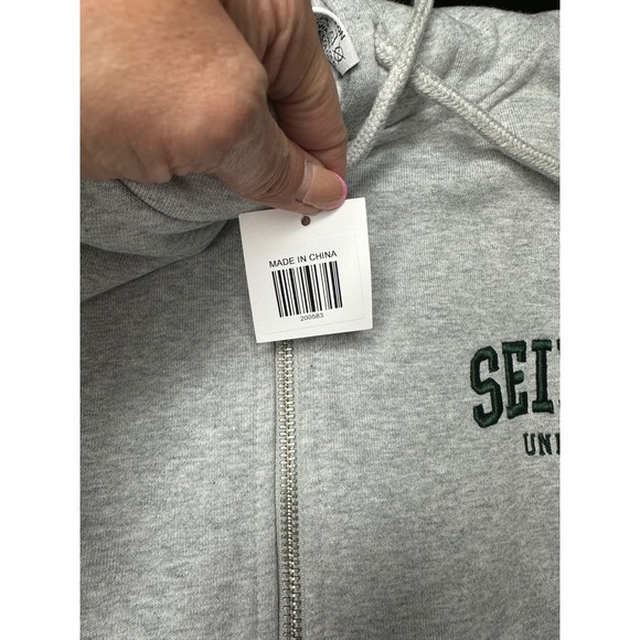 Seint Univ Hoodie/ Hat/ Socks Bundle Women M Grey Green NEW - Picture 5 of 6